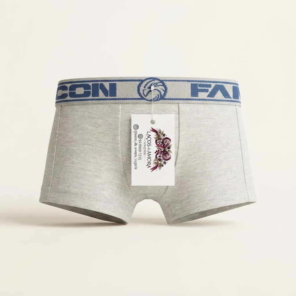 Boxer infantil cinza com cós azul